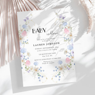 Invitation Spring Garden Rose violet Fleur sauvage Baby showe