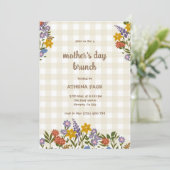 Invitation Spring Gingham Floral Mother's Day (Debout devant)