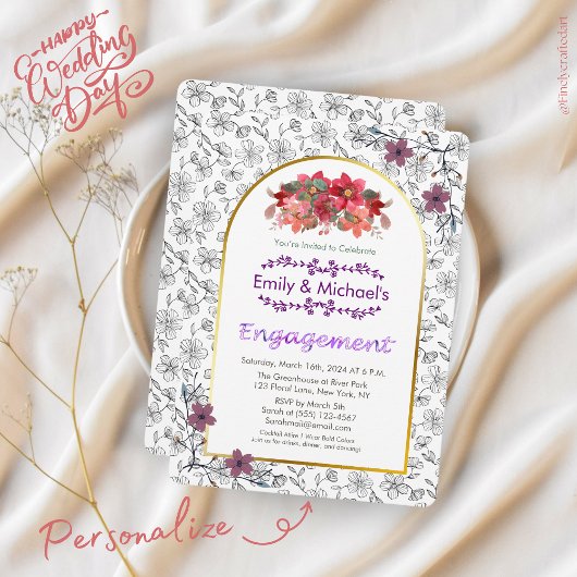 Invitation Spring Gold Bold Floroms Party d'engagement