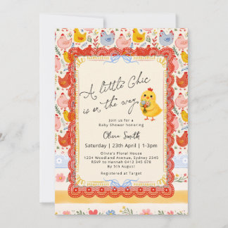 Invitation Spring Little Chick Floral Girl Baby Shower