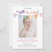 Invitation Spring Little Miss Onederful Photo 1er anniversair (Devant)