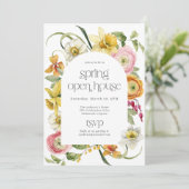 Invitation Spring Open House Bright Watercolor Floral (Debout devant)