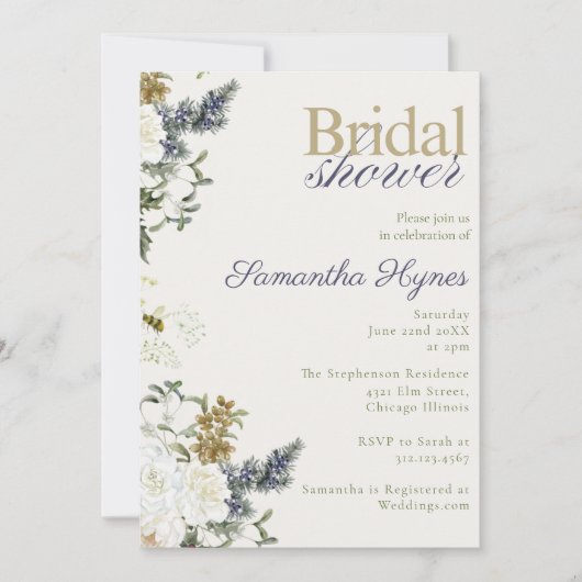 Invitation Spring or Winter floral Bridal Shower (Devant)