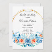 Invitation Spring Paint Blue Orange Floral Bachelorette Party (Devant)