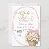Invitation Spring Pink Bow Daisy Baby in Bloom Baby Shower (Devant)