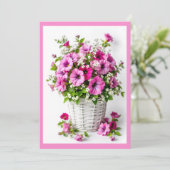 Invitation Spring Pink Petunias Personalize Party (Debout devant)