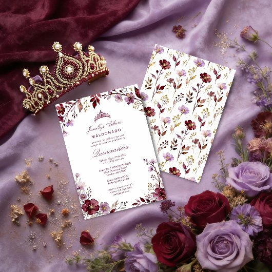 Invitation Spring Purple-Toned Botanical Branches Tiara XVs