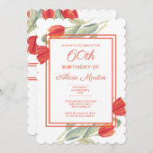 Invitation Spring Red Tulip Stylish Flora 60e anniversaire (Devant / Derrière)