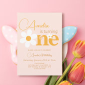 Invitation Spring Rose Yellow Daisy Photo 1ère fête d'anniver