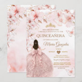 Invitation Spring Sakura Quinceañera Sweet 16 Cherry blossom (Devant / Derrière)