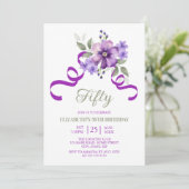 Invitation Spring Violet Flower Greenery Birthday (Debout devant)