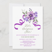 Invitation Spring Violet Flower Greenery Surprise Birthday (Devant)