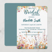 Invitation Spring Watercolor Birds Floral Monogram Wildflower (Devant / Derrière)