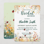 Invitation Spring Watercolor ladybug Floral Wildflower Name (Devant / Derrière)
