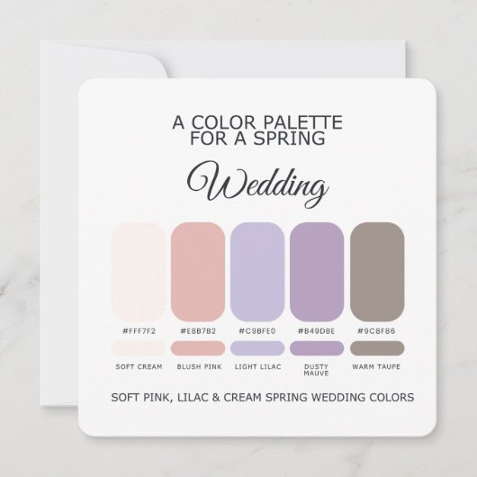 Invitation Spring Wedding Color Palette 2026 Card (Devant)