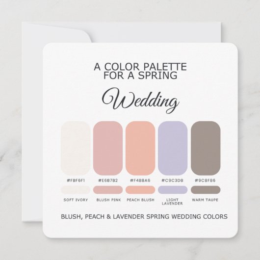 Invitation Spring Wedding Colors Palette 2026 Card (Devant)
