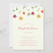 Invitation Spring Whimsical Fleur sauvage Hot rose Girl Anniv (Devant)