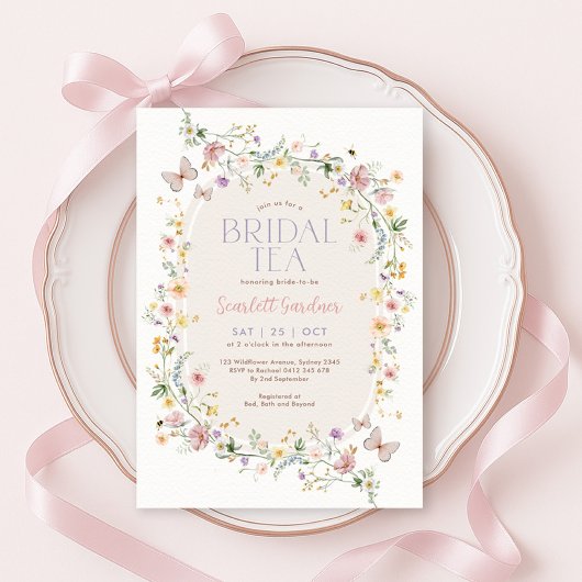 Invitation Spring Wildflower Butterfly Bridal Tea