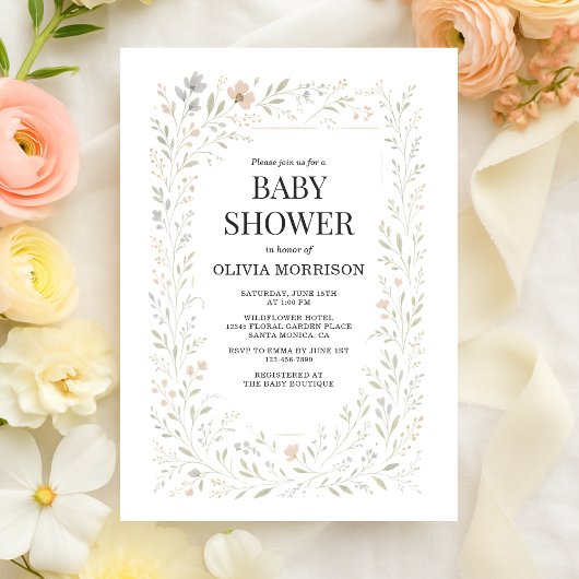 Invitation Spring Wildflower Garden Baby Shower