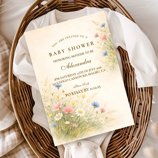 Invitation Spring Wildflower Meadow Baby Shower