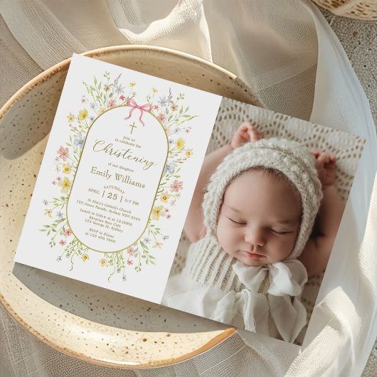 Invitation Spring Wildflower Meadow Christening Photo