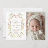 Invitation Spring Wildflower Meadow Christening Photo (Devant)