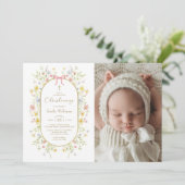 Invitation Spring Wildflower Meadow Christening Photo (Debout devant)