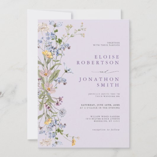 Invitation Spring Wildflower Meadow Garden Wedding   (Devant)