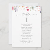 Invitation  Spring Wildflower Table Number 1 Seating Chart (Devant)