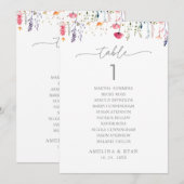 Invitation  Spring Wildflower Table Number 1 Seating Chart (Devant / Derrière)