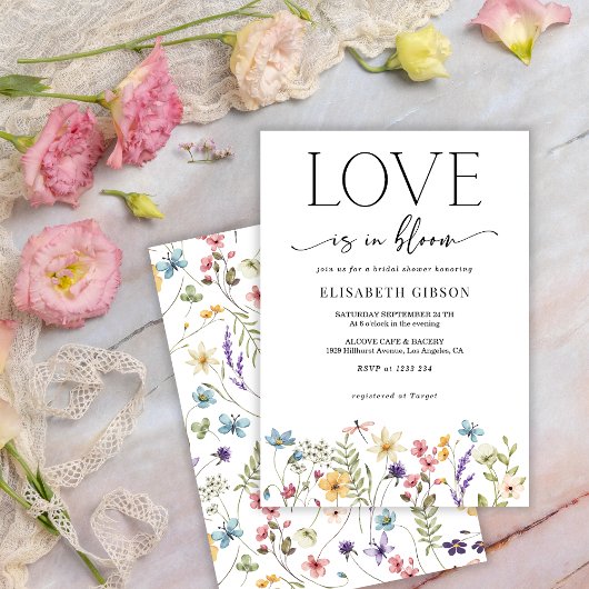 Invitation Spring Wildflowers Love in Bloom Bridal Shower