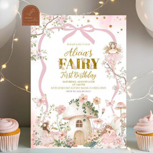 Invitation Spring woodland fairy first birthday 