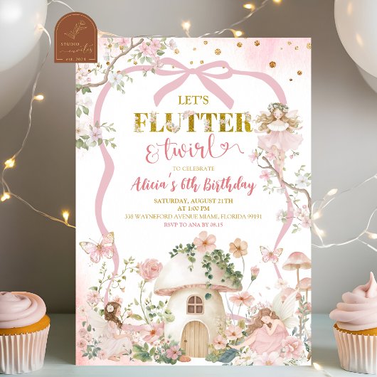 Invitation Spring woodland fairy flutter and twirl birthday