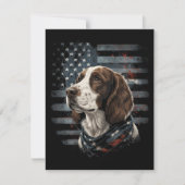 Invitation Springer Spaniel Chien Drapeau Américain (Devant)