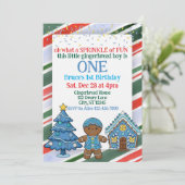 Invitation Sprinkle Gingerbread, Blue Holiday 1st Birthday (Debout devant)