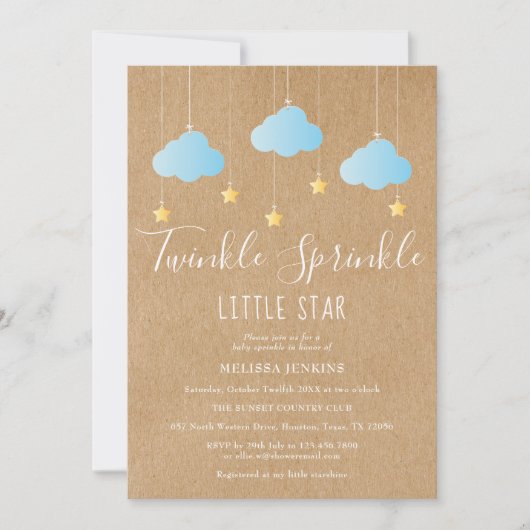 Invitation Sprinkle Rustique Twinkle Bébé Sprinkle / Douche (Devant)