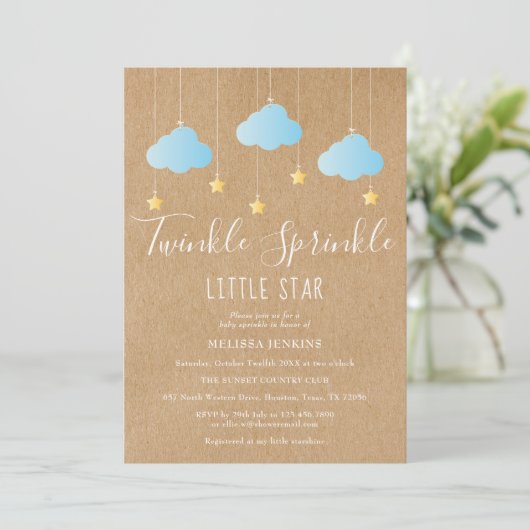 Invitation Sprinkle Rustique Twinkle Bébé Sprinkle / Douche (Debout devant)