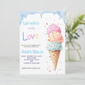 Invitation Sprinkled with Love Ice Cream Baby Shower Party (Debout devant)