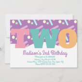 Invitation Sprinkles Turin Deux Anniversaire Pastel Confetti (Devant)