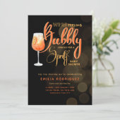 Invitation Spritz Baby shower garçon ou fille Black Orange (Debout devant)