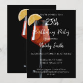 Invitation Spritz cocktail sur fond noir (Devant / Derrière)