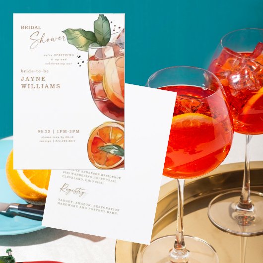 Invitation Spritzing it up Apéritif Blanc Aperol Enterrement