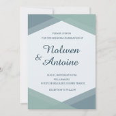 Invitation Spruce Blue Mint Géométrique Élégant Mariage moder (Devant)