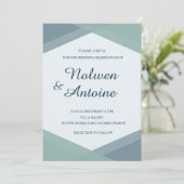 Invitation Spruce Blue Mint Géométrique Élégant Mariage moder (Debout devant)