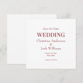 Invitation Square Burgundy Wedding Save the Date (Devant / Derrière)