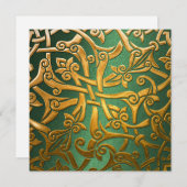 Invitation Square Gold Celtic Pattern Kaart (Voorkant / Achterkant)