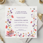 Invitation Square Poppy & Lavender Book Theme Bridal Shower