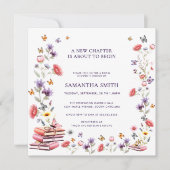 Invitation Square Poppy & Lavender Book Theme Bridal Shower (Devant)