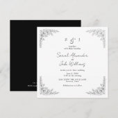 Invitation Square Vintage Floral Wedding Website (Devant / Derrière)