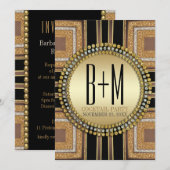 Invitation Squazi ArtDeco Or Noir Cocktail Party (Devant / Derrière)